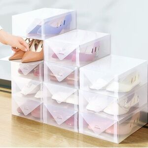 ESSBLIN 6 Pack Women's Shoe Box Clear Plastic Stackable - Shoes Organizer
